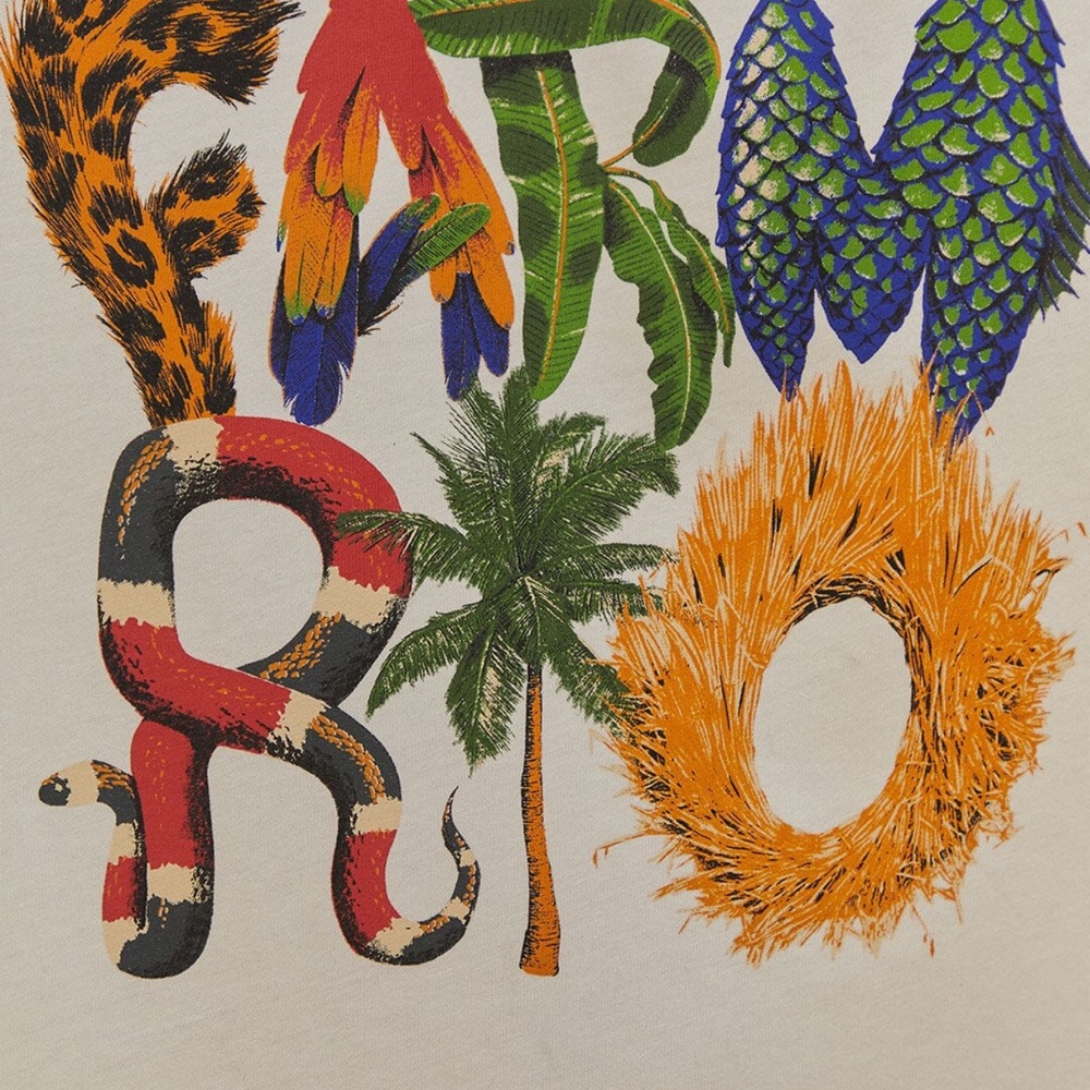 Farm Rio Graphic White T-Shirt with Colorful Letters NWT - Picture 4 of 4